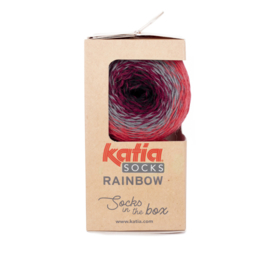 Katia Rainbow Socks 50-Rood-Grijs-Wijnrood