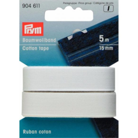 PRYM KATOENBAND 15MM WIT