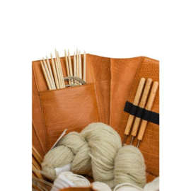 MUUD Evita XL. Handgemaakt leren 6 kantige handwerk opbergdoos 22x22x26cm - kleur WHISKY