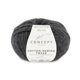 Katia Concept Cotton merino tweed 503 - Donker grijs