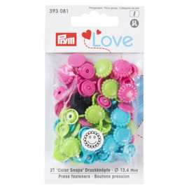 PRYM LOVE DRUKKNOPEN BLOEM 13,6MM ROZE-GROEN-BLAUW