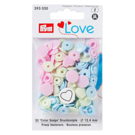 PRYM LOVE DRUKKNOPEN HART 12,4MM ROZE-GROEN