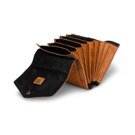MUUD Betina. Handgemaakt leren etuit voor verwisselbare breinaalden 17x13xO23cm - kleur WHISKY