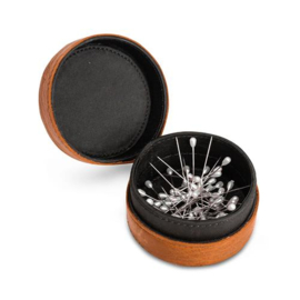MUUD Emeli. Handgemaakt leren ronde kubus voor naalden 4x8cm - kleur WHISKY