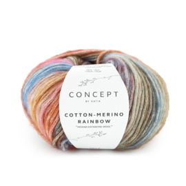 Katia Concept Cotton Merino Rainbow 501 - Bruin-Kauwgom roze-Blauw