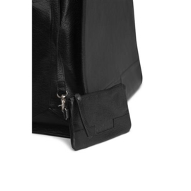 MUUD Bina XL. Handgemaakt leren shopper met afneembare portemonnee 35x43x18cm - kleur black