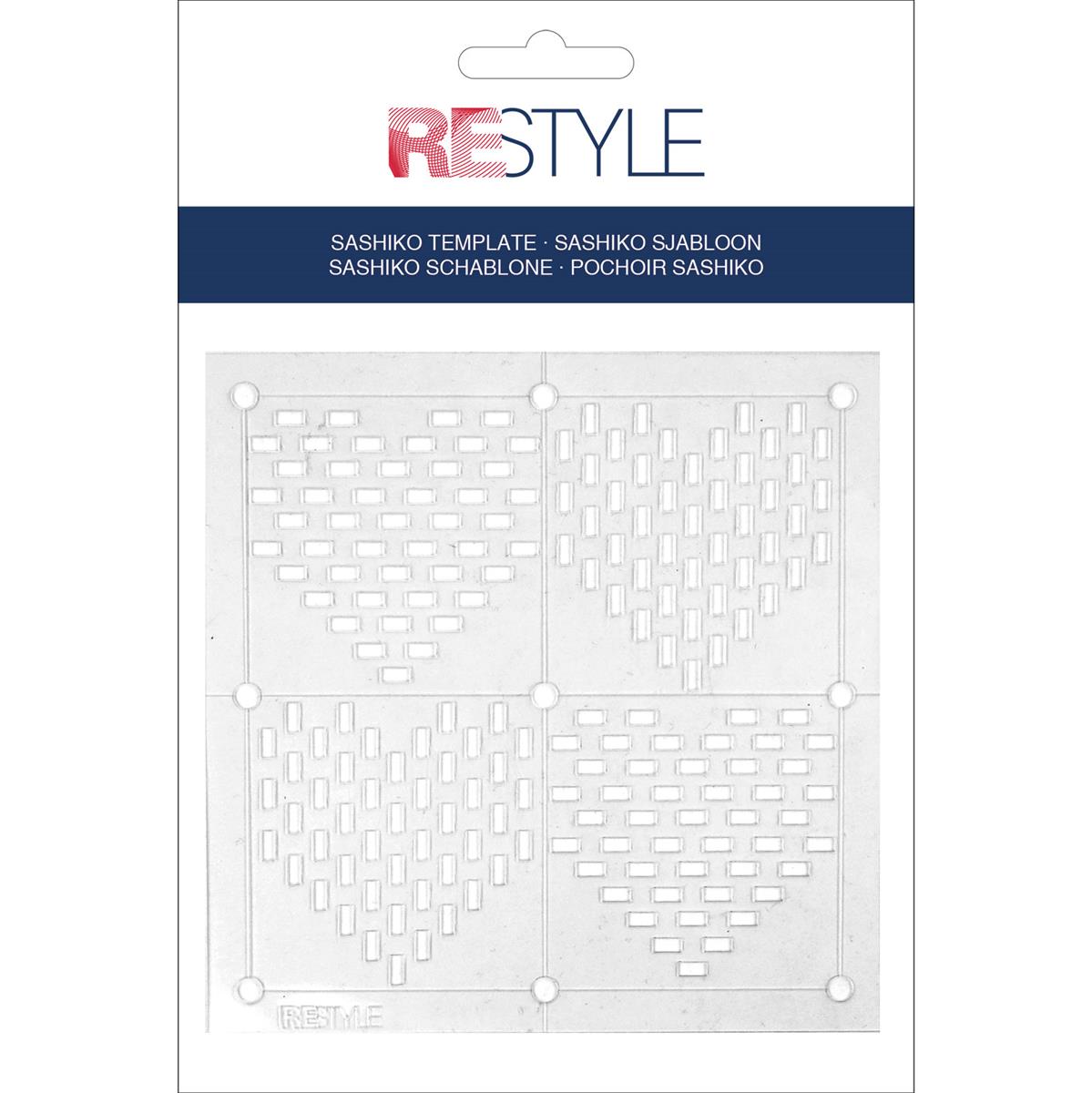 ReStyle Sashiko sjabloon harten patroon maat 10 x 10 cm -