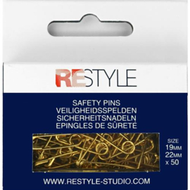 ReStyle 015.10210 Veiligheidsspelden 19/22 mm goud, 50 stuks
