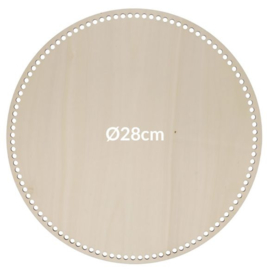 Houten tasbodem rond geperforeerd 28cm