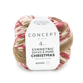 Katia Concept SYMMETRIC SOCKS & MORE - CHRISTMAS 202 - Beige-Rood-Wit