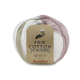 Katia Fair Cotton Mariner 203 - Medium bleekrood-Bleekbruin-Waterblauw-Wit