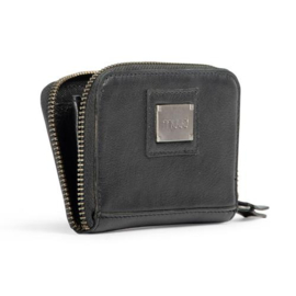 MUUD Daisy. Handgemaakt leren portemonnee 8x12.5x2cm - kleur black