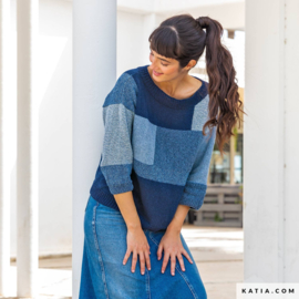 KATIA TRUI IN PATCHWORK-STIJL MET BLUE JEANS