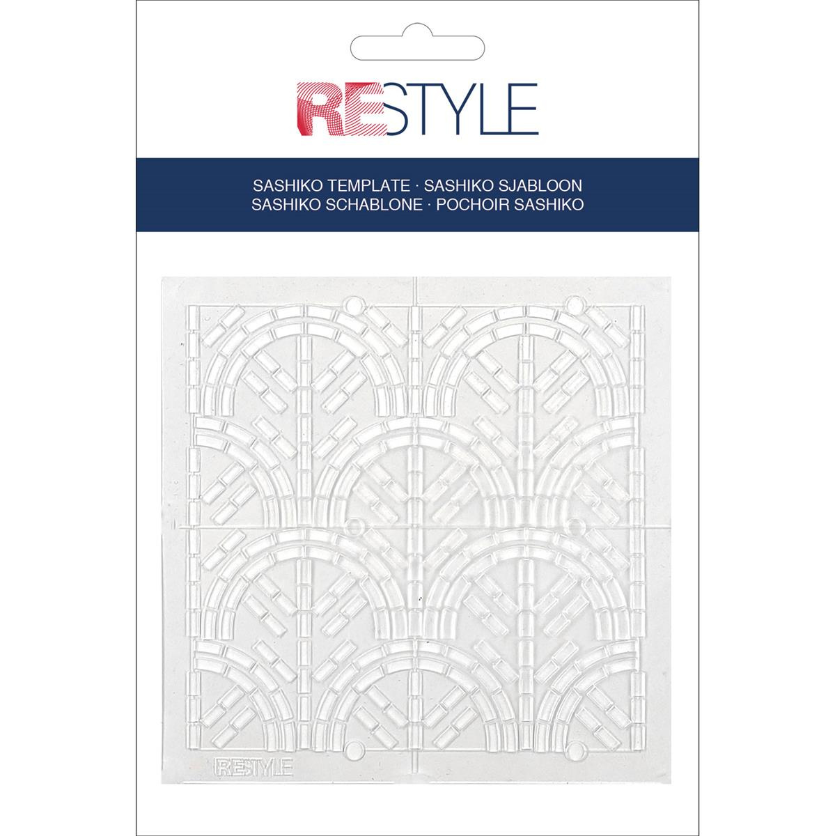 ReStyle Sashiko sjabloon seigaiha (golven) patroon maat 10 x 10 cm -
