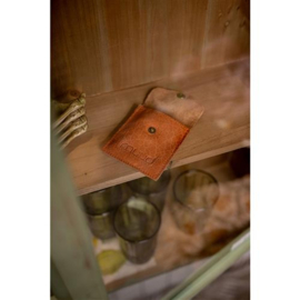 MUUD Bergen. Handgemaakt leren etuit voor handwerkaccessoires 9.5x8cm - kleur WHISKY
