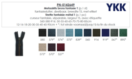 Rits metaal T U (deelbaar) kleur 580