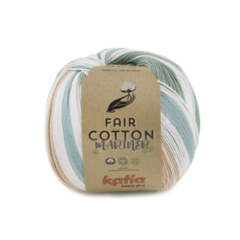 Katia Fair Cotton Mariner 202 - Groenblauw-Turquoise-Licht oranje-Wit
