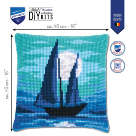 KRUISSTEEKKUSSEN KIT ZEILBOOT IN BLAUW MAANLICHT
