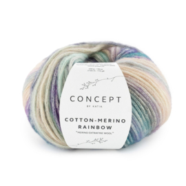 Katia Concept Cotton Merino Rainbow 502 - Kauwgom roze-Lila-Pastel blauw