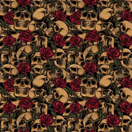 Poplin Skulls With Roses 01