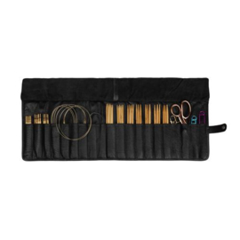 MUUD Elona. Handgemaakt leren oprolbare handwerketuit 20x68cm - kleur black