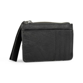 MUUD Dallas. Handgemaakt leren portemonnee 8x13cm - kleur black