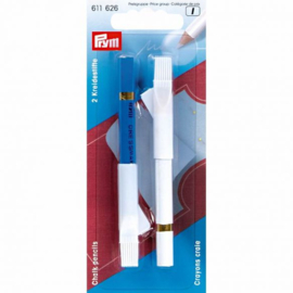 PRYM KRIJTPOTLODEN MET BORSTEL WIT-BLAUW