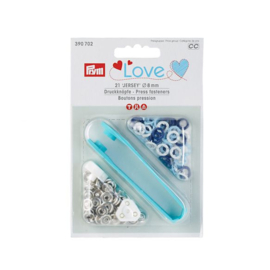 PRYM LOVE DRUKKNOPEN JERSEY 8MM LICHTBLAUW-WIT