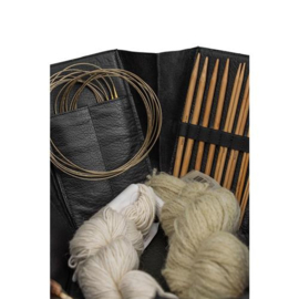 MUUD Evita XL. Handgemaakt leren 6 kantige handwerk opbergdoos 22x22x26cm - kleur black