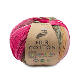 Katia Fair Cotton Granny 304 - Kauwgom roze-Kaki-Bleek bruin