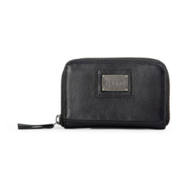 MUUD Daisy. Handgemaakt leren portemonnee 8x12.5x2cm - kleur black