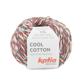 Katia Cool Cotton 86 - Kauwgom roze-Licht fuchsia-Oranje-Turquoise groen