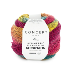 Katia Concept SYMMETRIC SOCKS & MORE - CHROMATIC 205 - Fuchsia-Groen-Geel