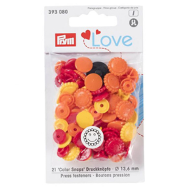 PRYM LOVE DRUKKNOPEN BLOEM 13,6MM GEEL-ROOD-ORANJE