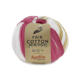 Katia Fair Cotton Mariner 206 - Fuchsia-Wit-Lichtroze-Camel