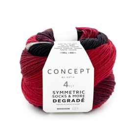 Katia Concept SYMMETRIC SOCKS & MORE - Degrade 53 - Rood-Zwart