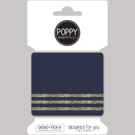 Poppy Boord  LUREX - 7CM blauw / goud 6373-02