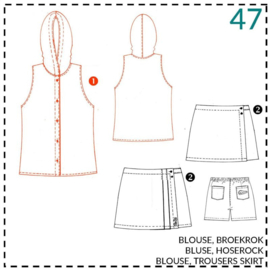 Patroon ABACADABRA Mouwloze blouse (047)