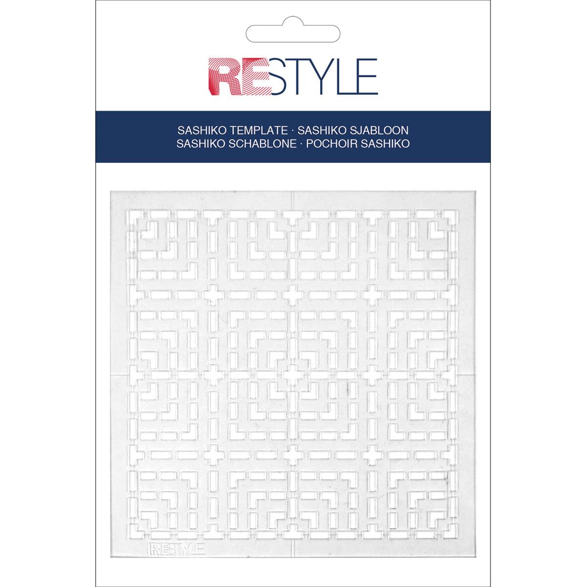 ReStyle Sashiko sjabloon vierkanten patroon maat 10 x 10 cm -