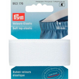 PRYM VELOURSBANDELASTIEK 30MM WIT