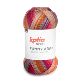 Katia Funny Aran 304 - Oranje-Kauwgom roze-Framboos rood