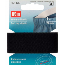 PRYM VELOURSBANDELASTIEK 30MM ZWART