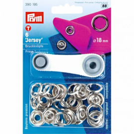 PRYM NAAIVRIJDRUKKNOOP JERSEY TANDRING 18MM ZILVER