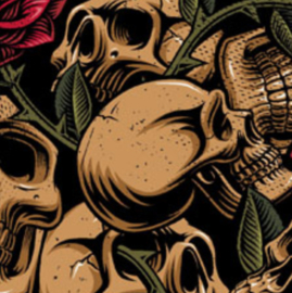 Poplin Skulls With Roses 01