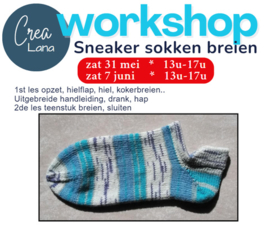 Workshop Sneakersok breien met verhoogde hiel. (Shadow wrap hiel)