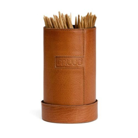 MUUD Mountain. Handgemaakt leren koker voor het opbergen van kleine accessoires of breinaalden 17x10.5x9.5cm - kleur WHISKY