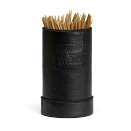 MUUD Mountain. Handgemaakt leren koker voor het opbergen van kleine accessoires of breinaalden 17x10.5x9.5cm - kleur black