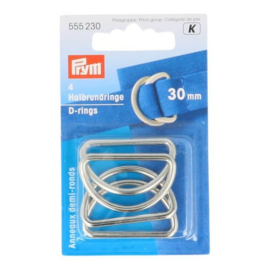 PRYM 555230 D-RINGEN 30MM MAT ZILVER