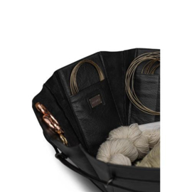 MUUD Evita XL. Handgemaakt leren 6 kantige handwerk opbergdoos 22x22x26cm - kleur black