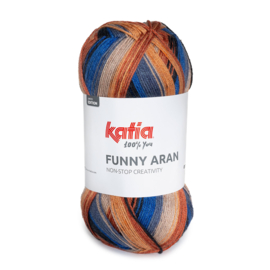 Katia Funny Aran 300 - Blauw-Jeans-Oranje